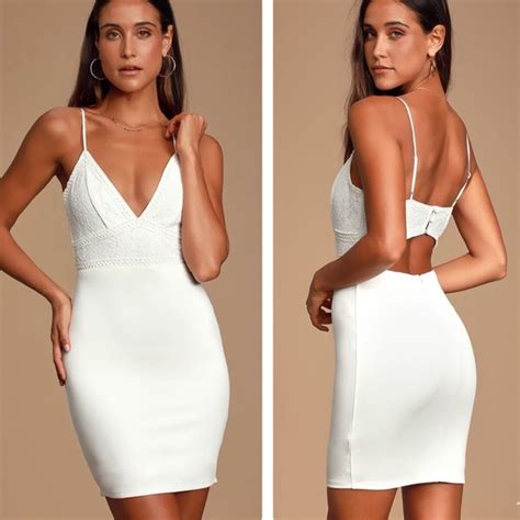 Lulus Dresses Lulus Late Night Snack White Lace Backless Bodycon