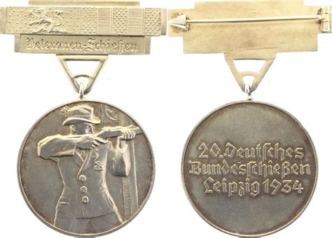 Deutsche Bundesschiessen Vergoldete Medaille Mit Tragetafel Veteranen