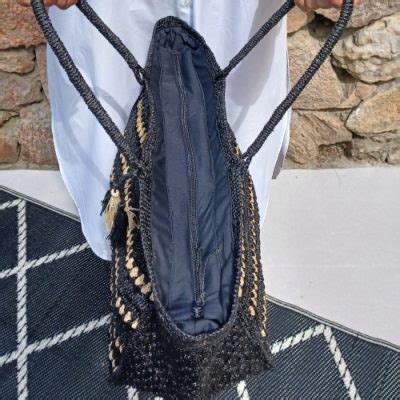 Grand Sac Fait Main Raphia Noir LE 133 CANNES