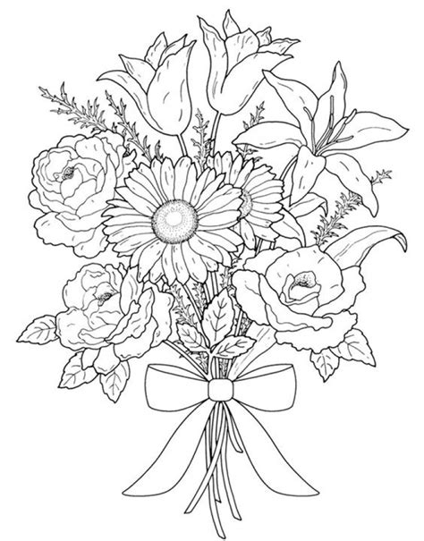 Realistic Floral Coloring Pages For Adults - Coloring Pages Ideas