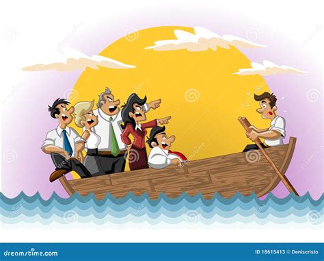 Business Cartoon Team On Boat Stock Photos - Image: 18615413