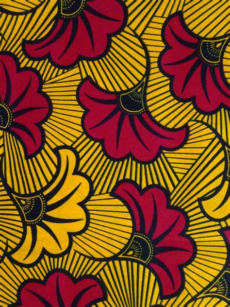 Yellow Red Cotton Fabric By Yards Floral Ankara Print Fabric For