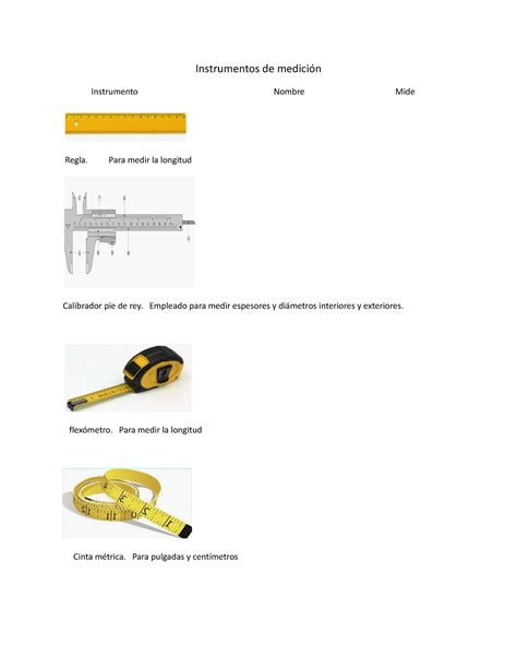 Ejemplos De Instrumentos De Medicion