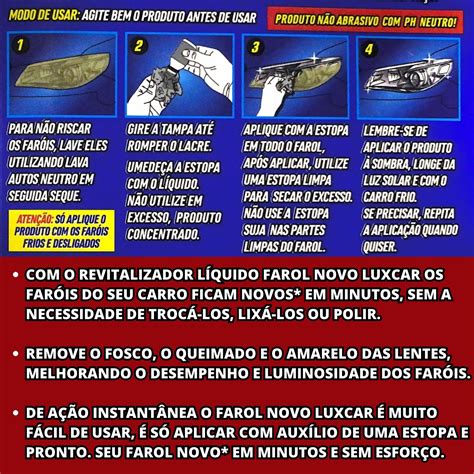 Revitalizador Liquido Farol Novo Limpa E Restaura Luxcar Rafe Auto