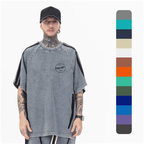 Streetwear Gray Vintage Custom Acid Wash Oversized Black Blank T Shirt