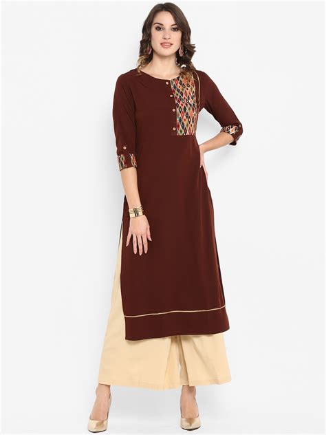 Buy Janasya Women Brown Solid Straight Kurta Kurtas For Women 11239390 Myntra