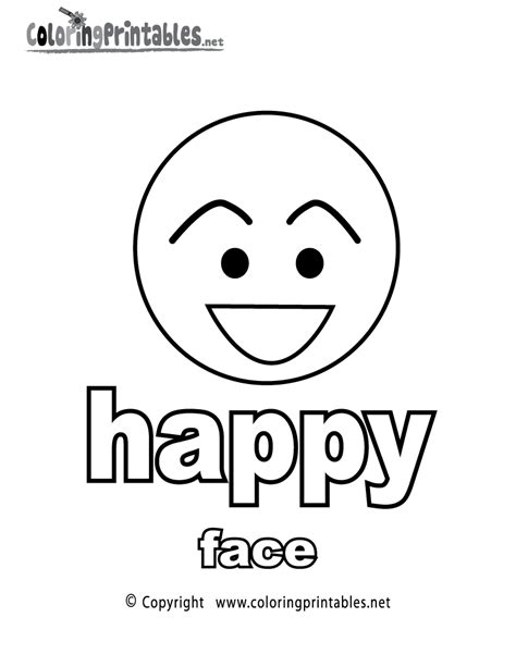 Adjectives Happy Face Coloring Page - A Free English Coloring Printable