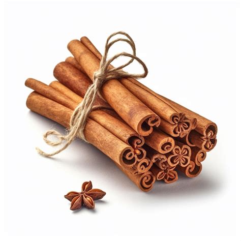 Premium Photo There Are Cinnamon Sticks Tied Up With Twine And Star