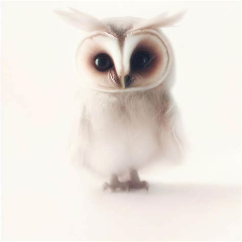 Premium AI Image | A white owl with black eyes and a black and white face.