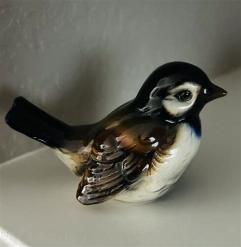 Vintage Goebel Sparrow Bird Figurine Porcelain West Germany Signed CV