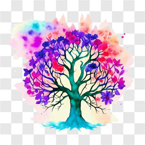 Scarica Albero Colorato Con Fiori E Foglie PNGs Online Creative Fabrica