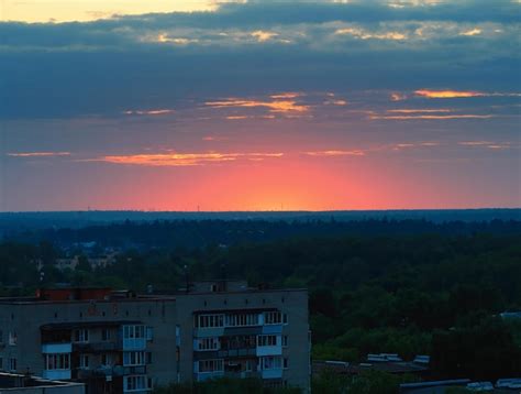 Premium Photo | Dramatic sunset at korolev city architecture