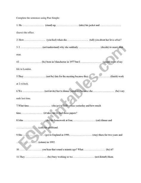 Past Simple Esl Worksheet By Ewelinazuk