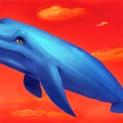 Concept Art Blue Whale Fly In The Cloud Digital Stable Diffusion