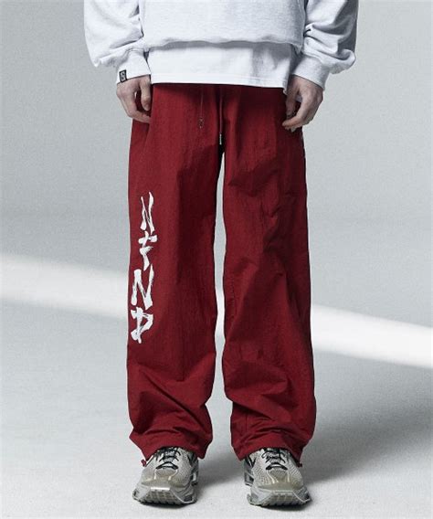 Musinsa Not Nerd Brush Nfnd Logo Nylon Pants Red