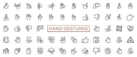 Hand Gestures Line Icon Set Included Icons As Fingers Interaction