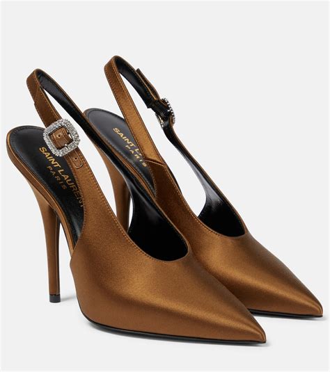 Saint Laurent Yasmeen Satin Slingback Pumps Saint Laurent