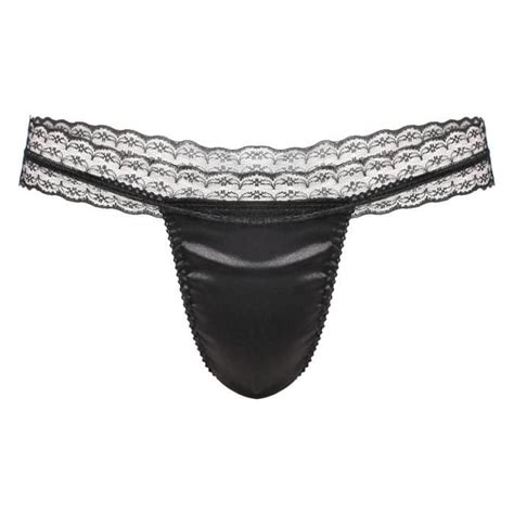 Iixpin String Homme Sissy Lingerie Sexy Dentelle Slip Gay Erotique Sous V Tement Satin Culotte