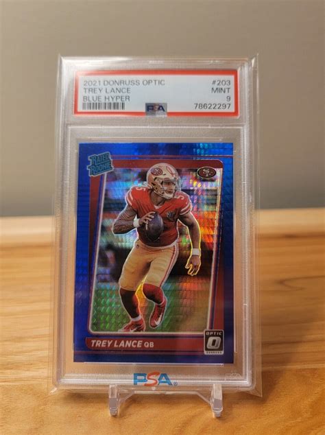 Trey Lance Rookie PSA 9 RC 2021 Panini Donruss Optic Blue Hyper Prizm