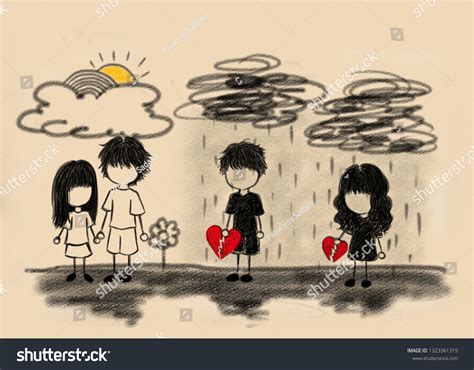 Digital Drawing Broken Heart There Love Stock Illustration 1323361319 ...