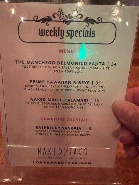 Menu At Naked Taco Restaurant Boca Raton Glades Rd Suite 200