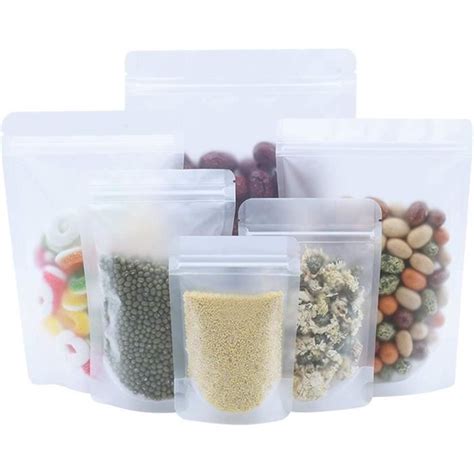 Lot De Sacs Alimentaires Refermables Mat Transparent Avec