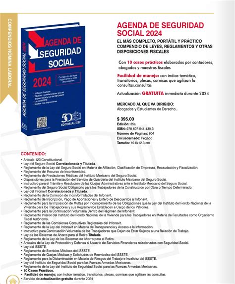 Agenda De Seguridad Social 2024 Isef Grupo Corporativo Ludp And Betty