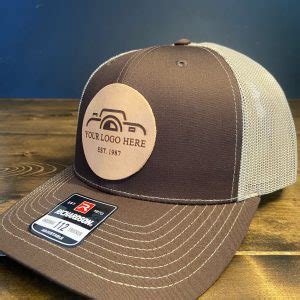 Richardson 112 Custom Brown & Khaki Trucker Hat - Personalized - Oxbow Leather