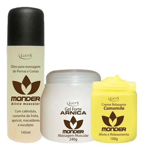 Kit Creme Massagem Relaxante Óleo Gel Anti Dor Muscular Lucy S