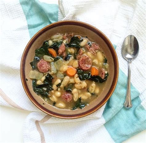 Deer Sausage, White Bean, and Kale Soup | The Balanced Dietitian