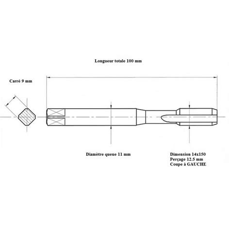 Taraud pas métrique fin 14x150 M14x1 5 GAUCHE La maison du taraud