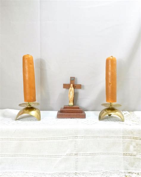 Set Modernistic Church Altar Candles And Holders Large Altar Etsy