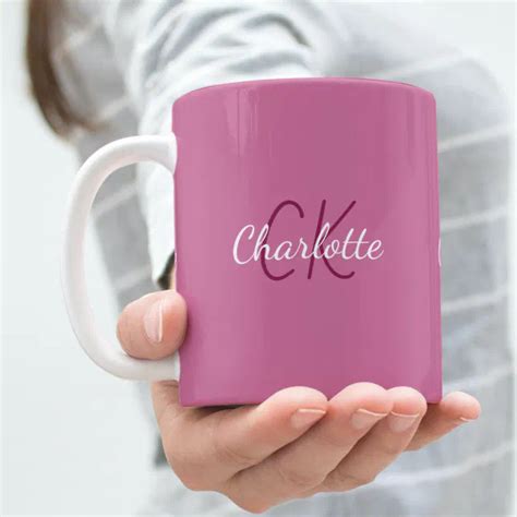 Pink Monogram Initials Name Coffee Mug Zazzle