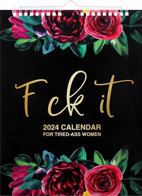 2024 Tired Ass Women Calendar JIANTA Fu Ck It Wall Calendar 2024 Funny Novelty Monthly Planner