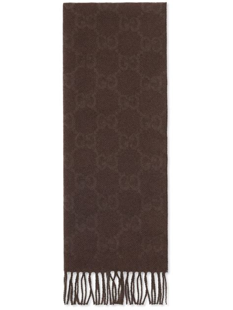 Gucci Gg Jacquard Cashmere Scarf Brown Farfetch Uk