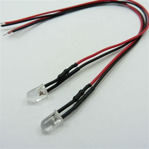 V Mm Flashing Led Diode Light Clear Cm Cable Pre Wired With