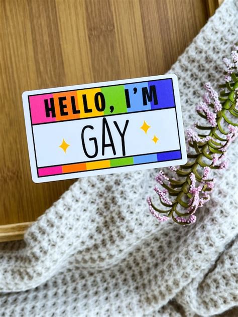 Hello Im Gay Sticker Water Bottle Sticker Laptop Etsy