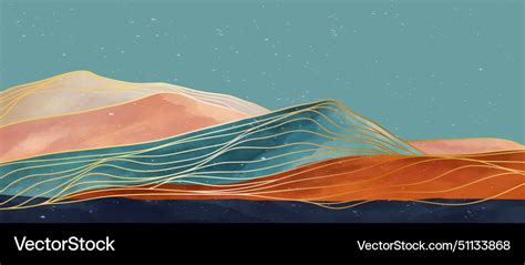 Natural abstract mountain landscape and line art Vector Image