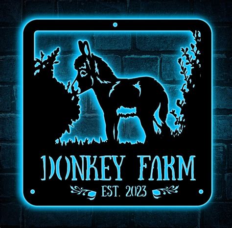 Custom Donkey Metal Led Light Sign Donkey Wall Art Personalized