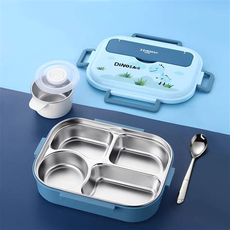 Lancheira De Inox Infantil Compartimentos Pote E Colher