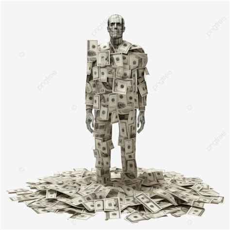 Representación 3d De Una Figura Humana Compuesta Por Billetes De