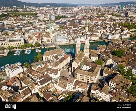 Zurich May 17 Aerial View Of Zurich Historical Center On May 17