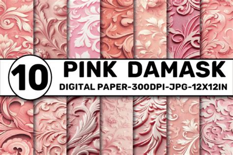 Pink Damask Digital Paper Graphic By Elksartstudio Creative Fabrica