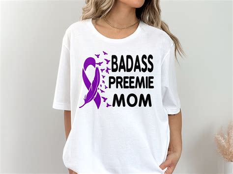 Prematurity Awareness Svg Png Badass Preemie Mom Svg Purple Ribbon Svg Preemie Awareness Svg