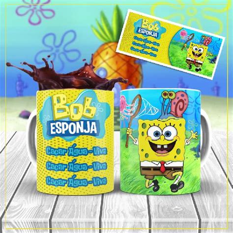 Plantillas Para Sublimar Tazas Bob Esponja Con Editables Y Mockups