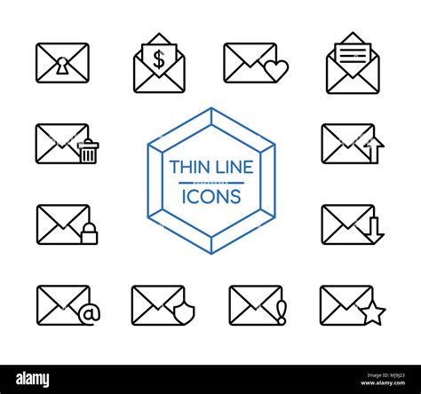 Email Message Thin Line Icon Set Communications Mail Envelope Symbol Collection In Modern