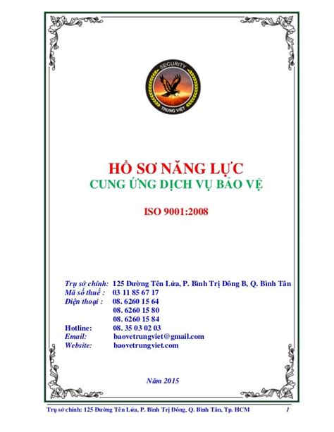 Hồ Sơ Năng Lực Công Ty Bảo Vệ Trung Việt