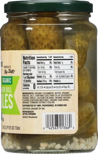 Woodstock Farms Organic Whole Kosher Dill Pickles 24 Fl Oz Kroger