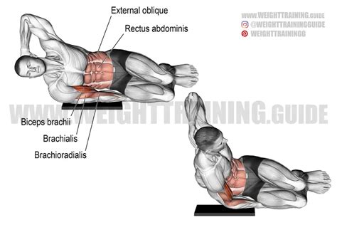 Side-lying biceps bodyweight curl exercise instructions and video