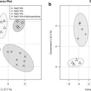 A Pca Scores Plot And B Partial Least Squares Discriminant Analysis